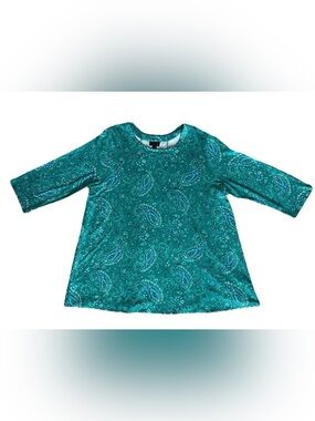J Jill wearever collection women’s top paisley floral print 3/4 sleeves size XL